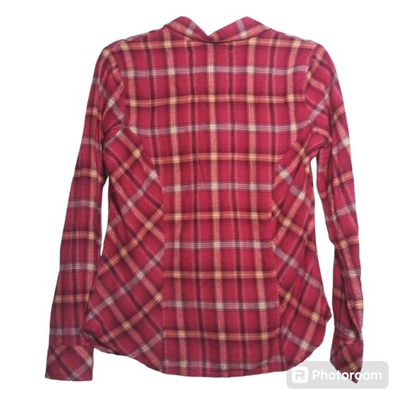 Sonoma Pink Plaid Western Button Front Long Sleeve Top Size PS - Picture 2 of 10